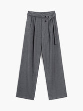 Asymmetric Buttoned Pleat Straight Leg Dress Pants